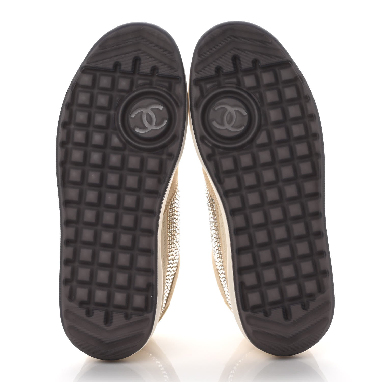 Chanel Calfskin Suede Crystal Womens CC Sneakers 38.5 White 6 of 10