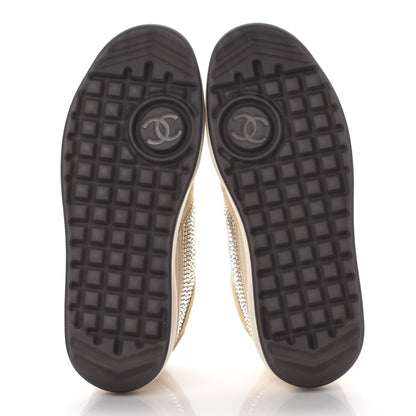 Chanel Calfskin Suede Crystal Womens CC Sneakers 38.5 White 6 of 10