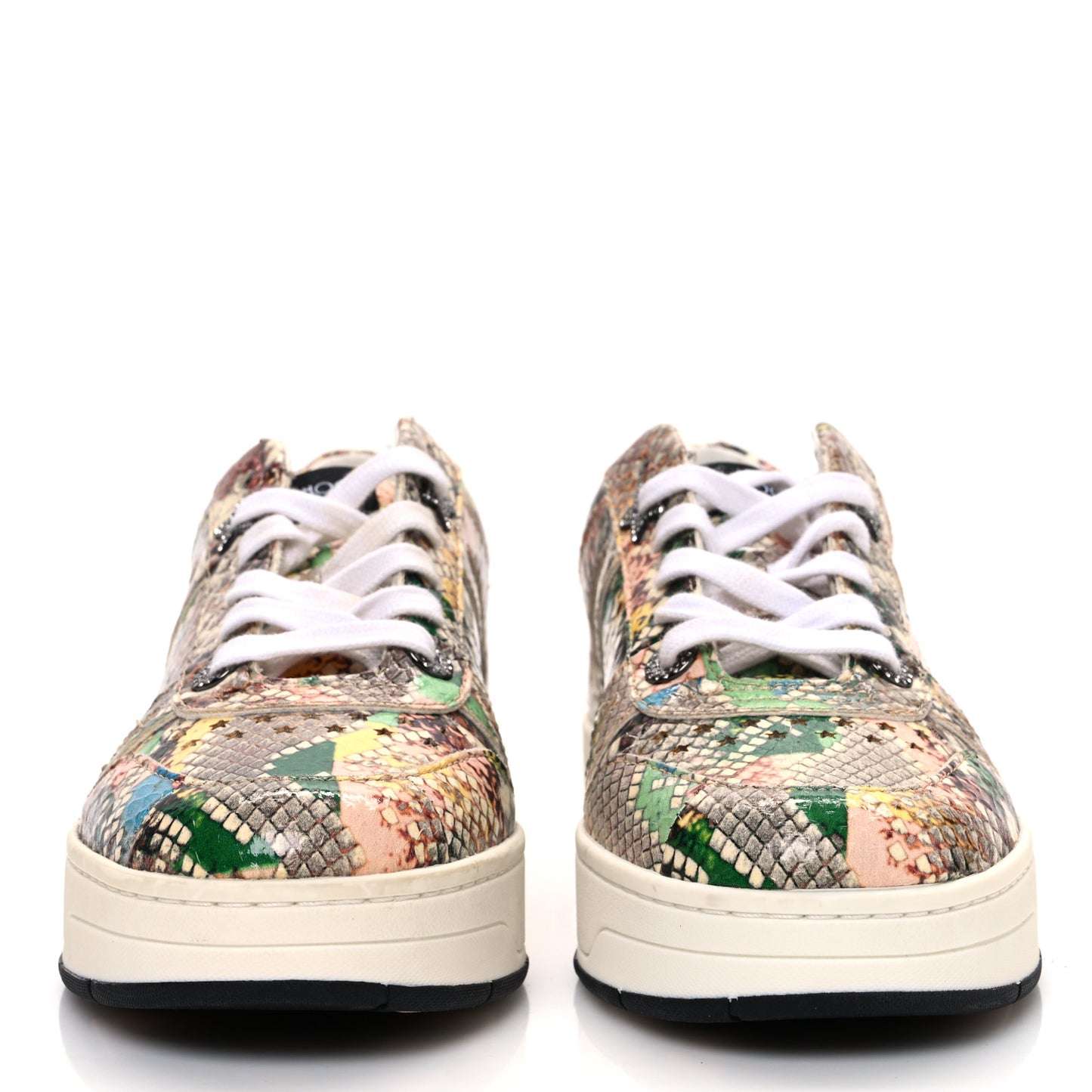 Calfskin Snakeskin Embossed Flatform Sneakers 36 Multicolor