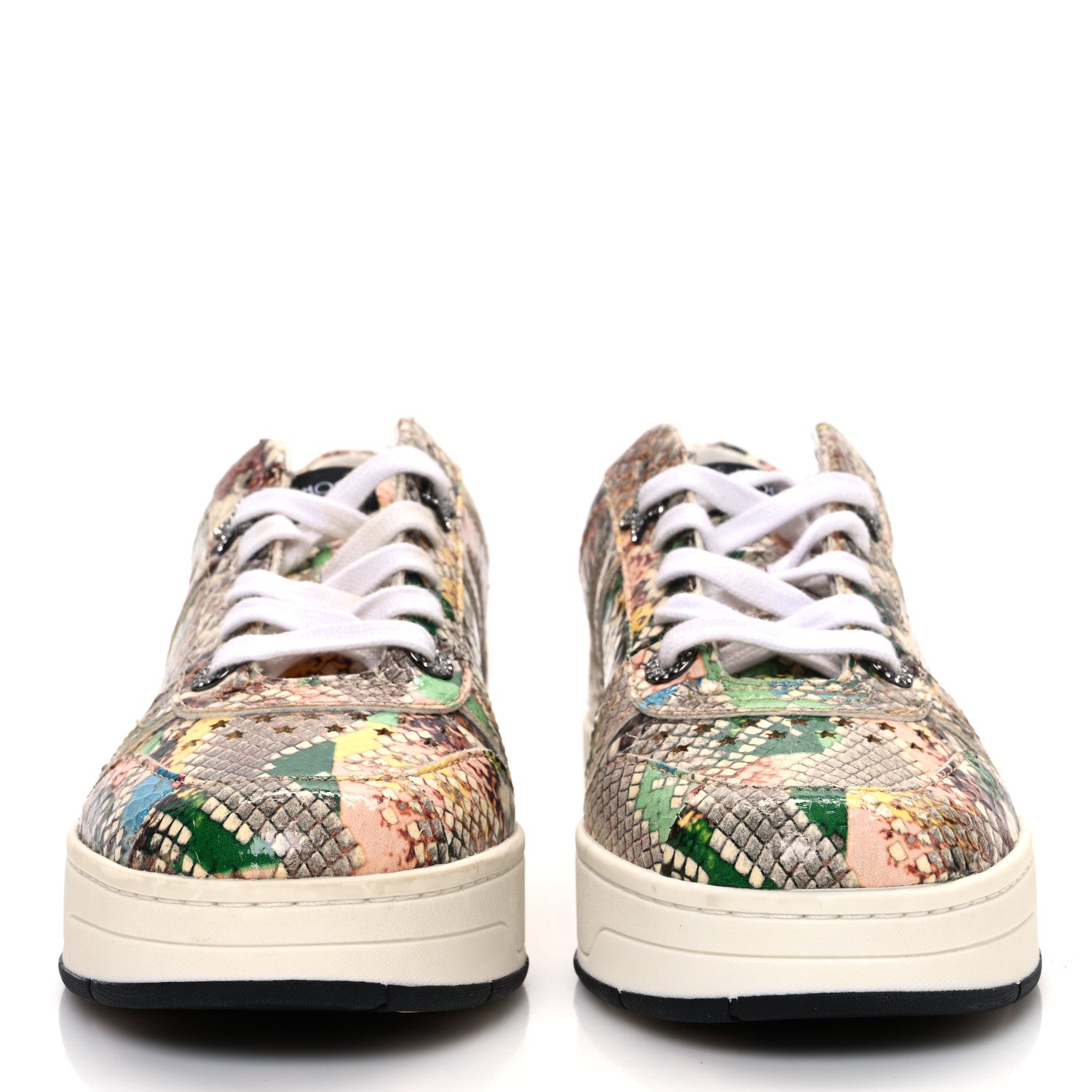 Jimmy Choo Calfskin Snakeskin Embossed Flatform Sneakers 36 Multicolor 3 of 9