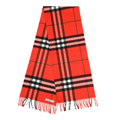 Burberry Cashmere Giant Check Fringe Scarf Bright Red 2 of 4