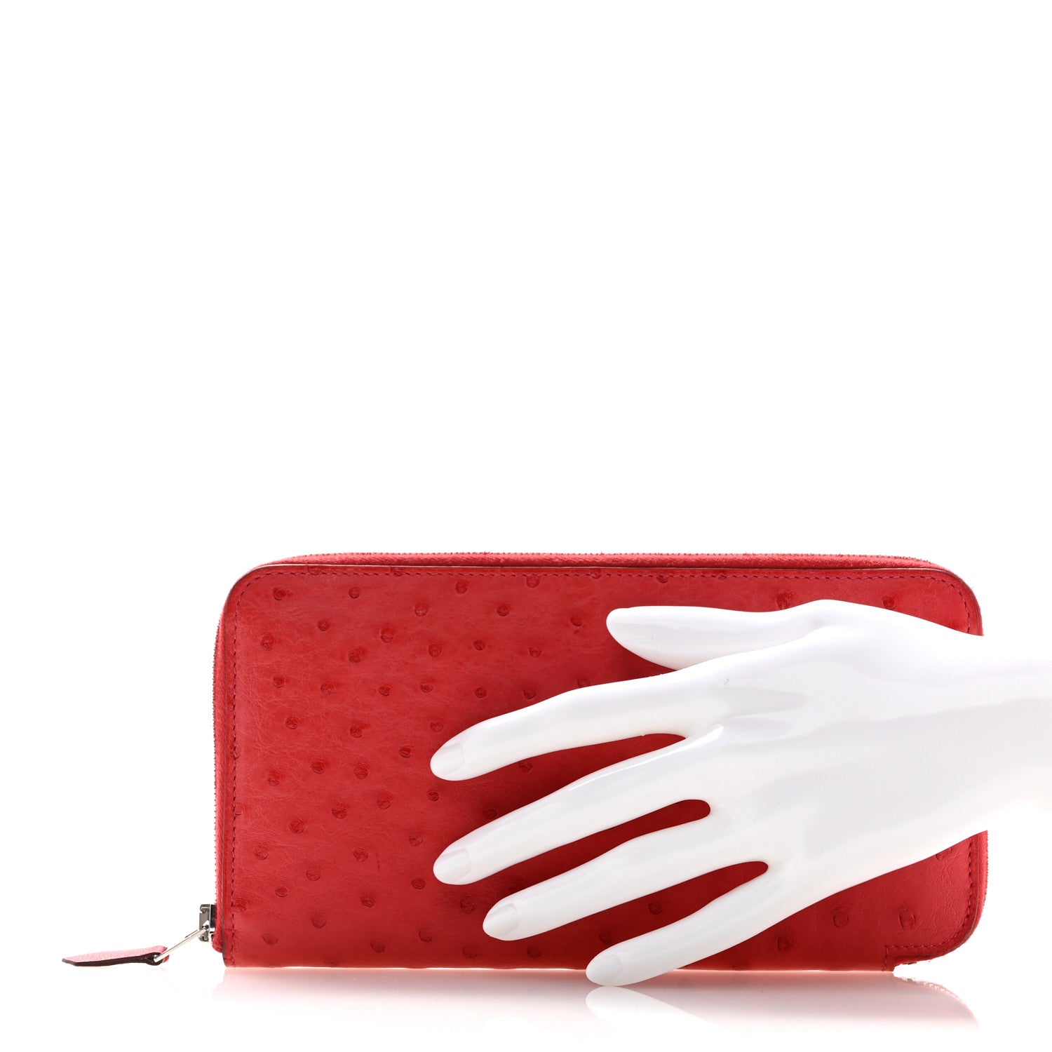 Hermes Ostrich Azap Wallet Rouge Vif 2 of 11