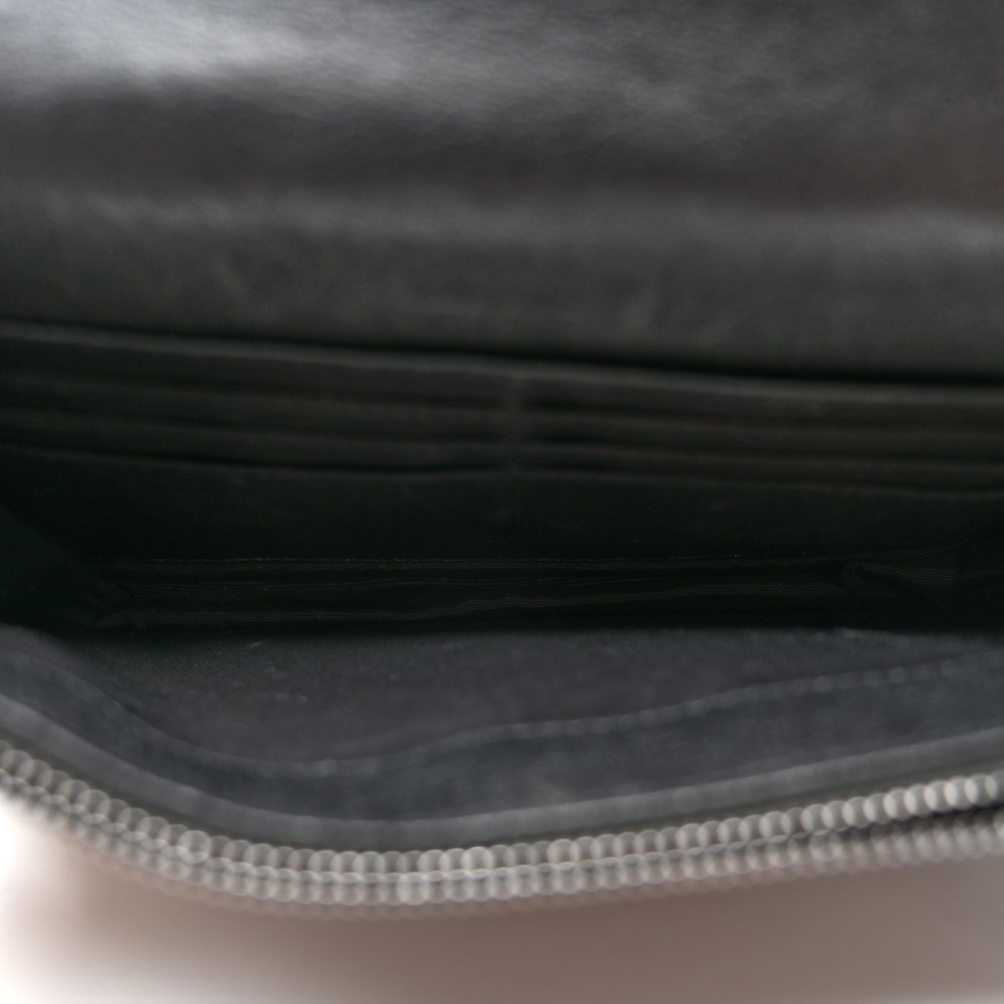 Calfskin Matelasse Chevron Monogram Envelope Chain Wallet Black