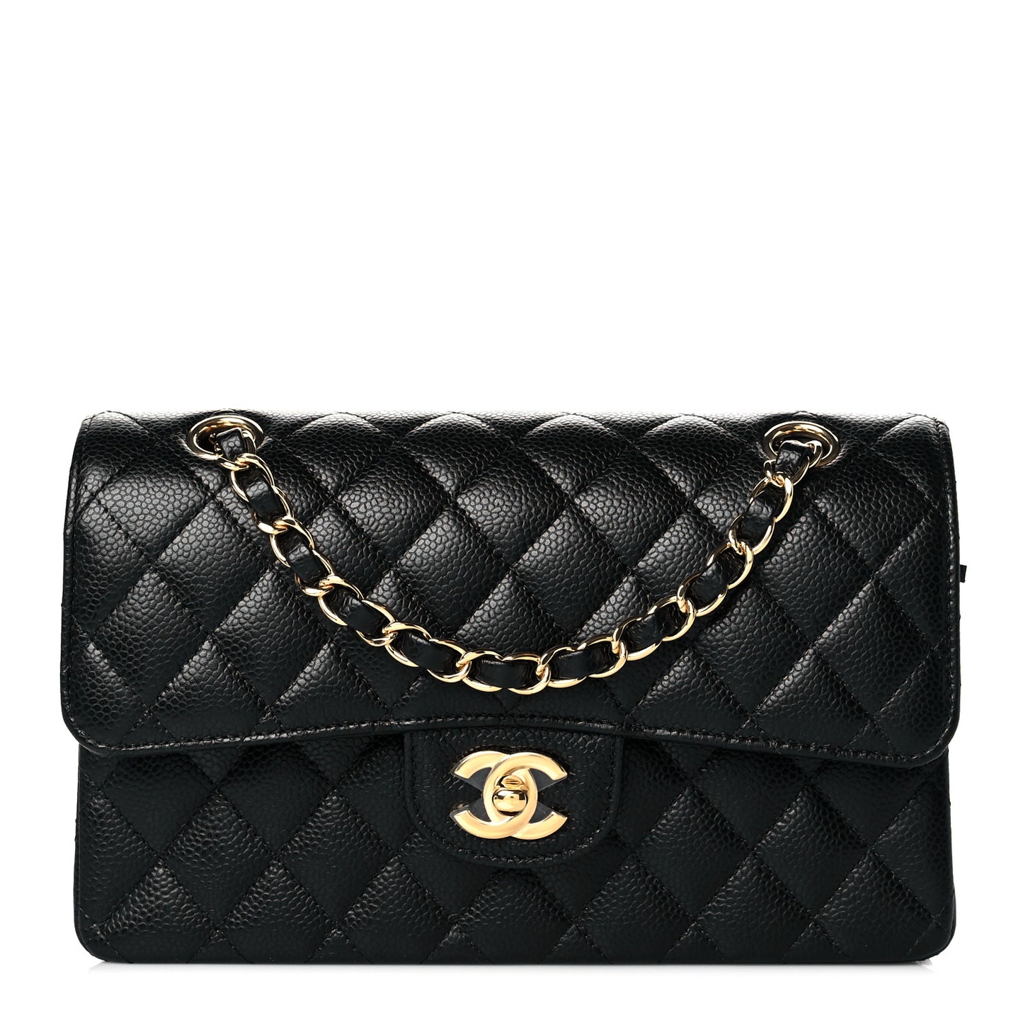 Caviar Quilted Small Double Flap Black