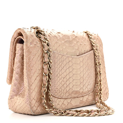 Chanel Metallic Snakeskin Medium Double Flap Pink 3 of 10