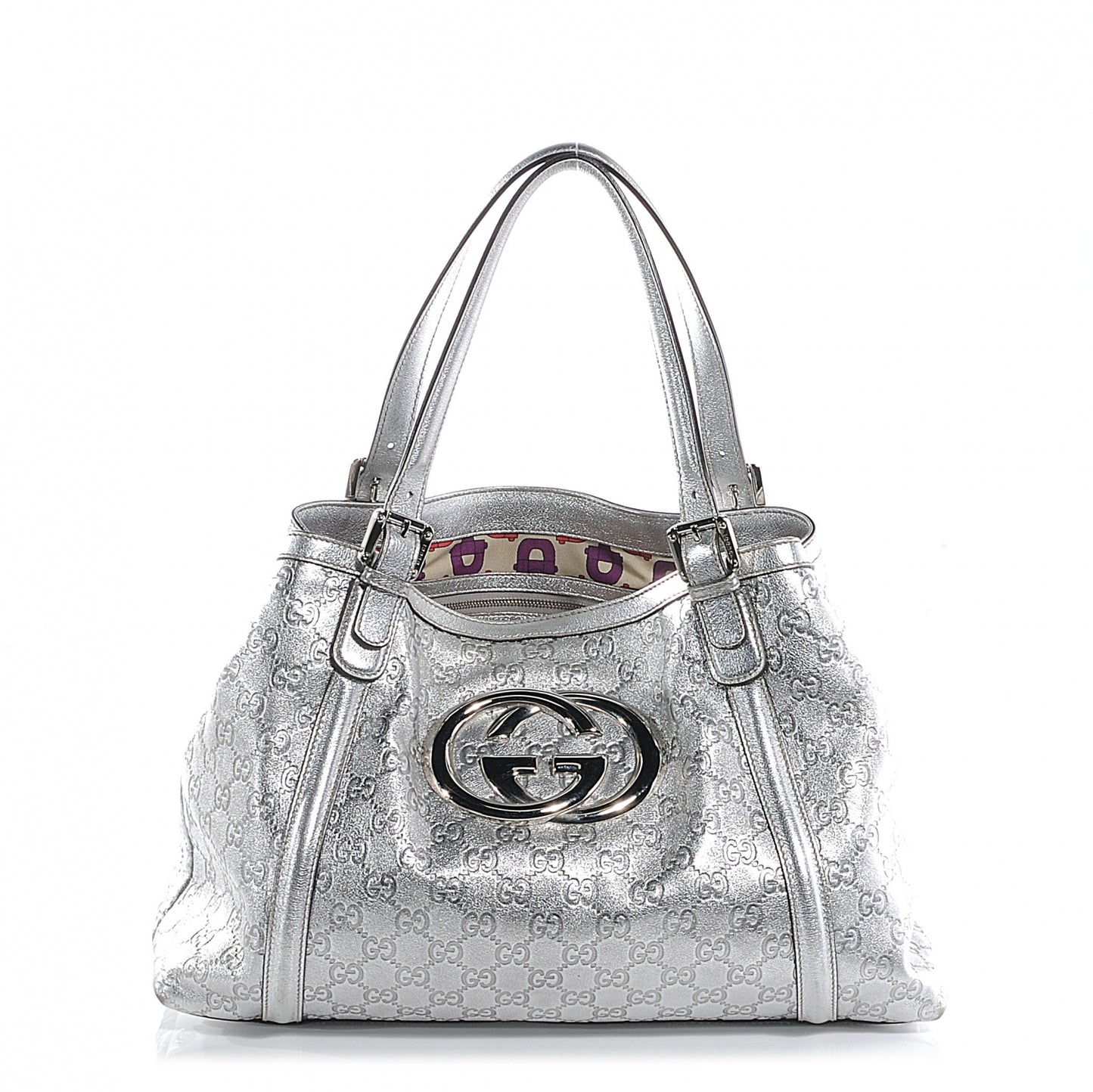 Guccissima Britt Medium Tote Silver