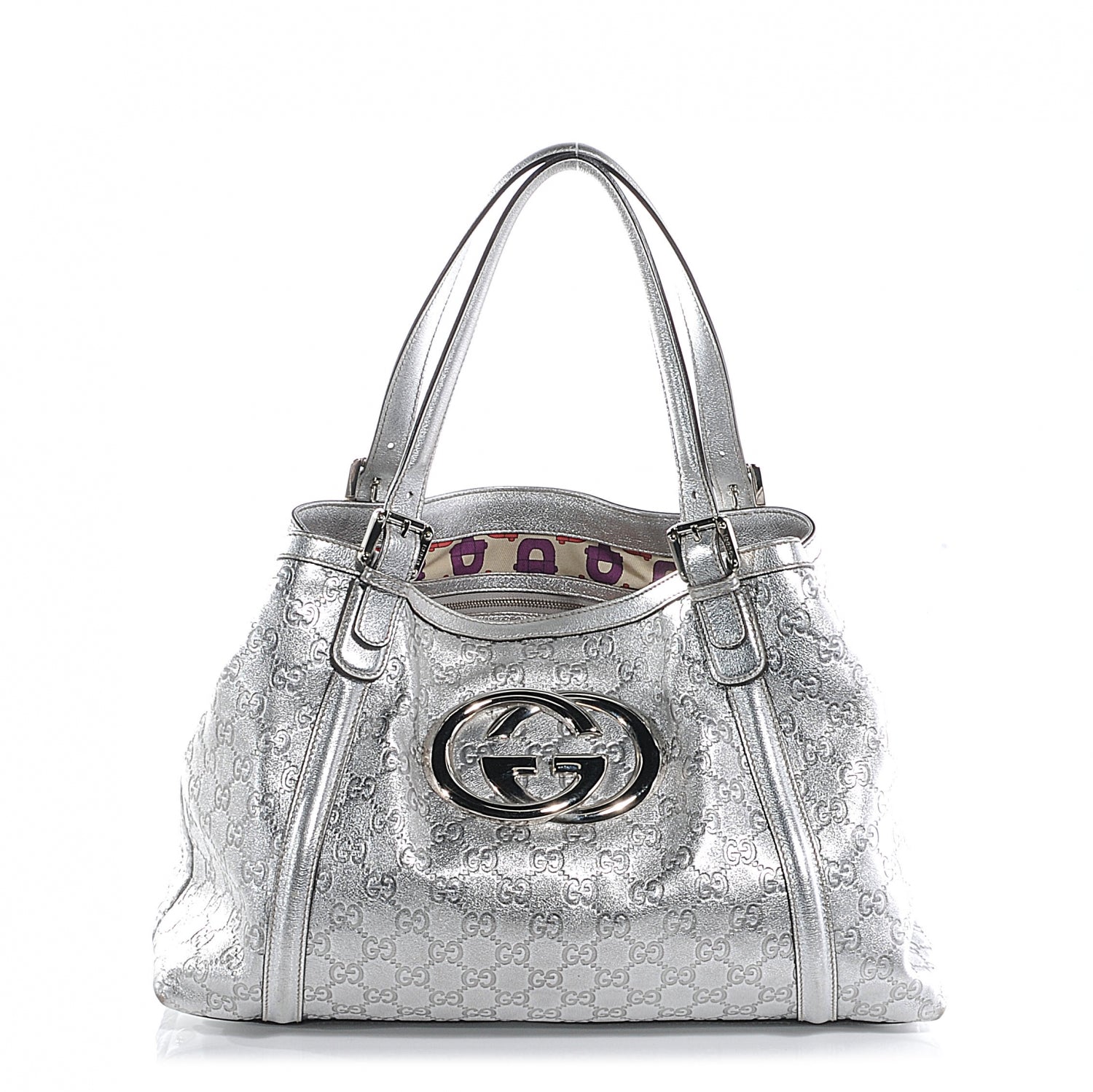 Gucci Guccissima Britt Medium Tote Silver 1 of 9