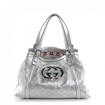 Gucci Guccissima Britt Medium Tote Silver 1 of 9