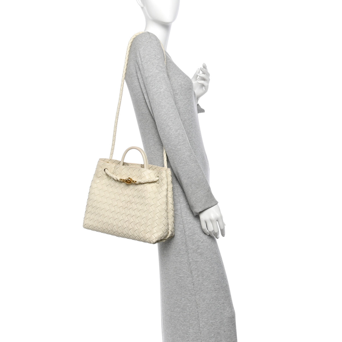 Bottega Veneta Nappa Intrecciato Medium Andiamo Shoulder Bag Sea Salt 2 of 11