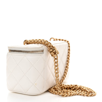 Chanel Lambskin Quilted Small Pillow Crush Vanity Case With Chain White 3 of 10