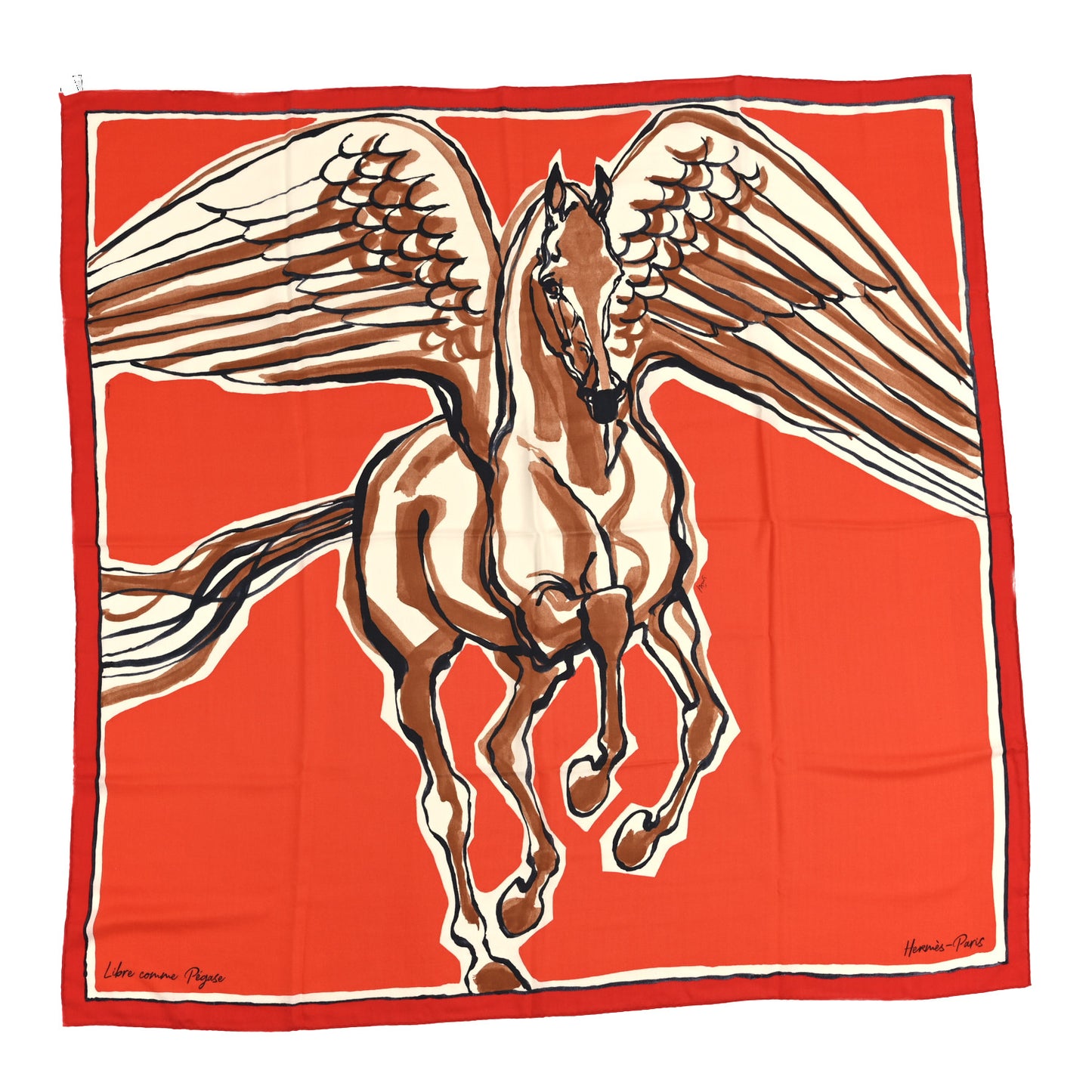 Cashmere Silk Libre Comme Pegase Shawl 140 Rouge Vermillion