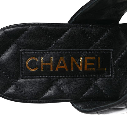 Chanel Goatskin Cork CC Wedge Sandals 36 Black 7 of 9