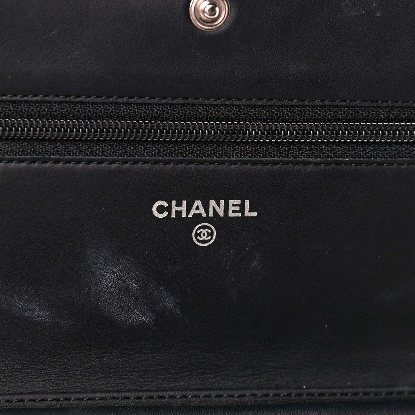 Calfskin Quilted Cambon Wallet On Chain WOC Black