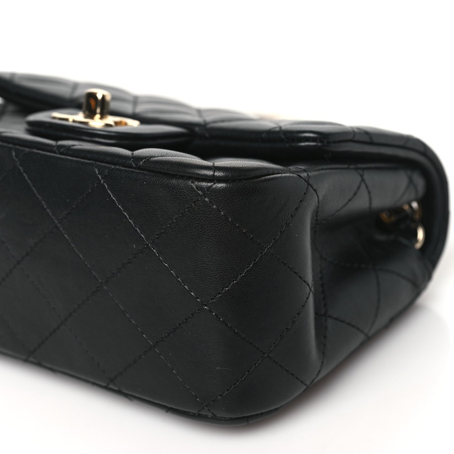 Lambskin Quilted Mini Square Flap Black