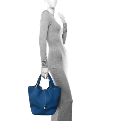 Hermes Taurillon Clemence Picotin Lock 26 GM Mykonos 2 of 12