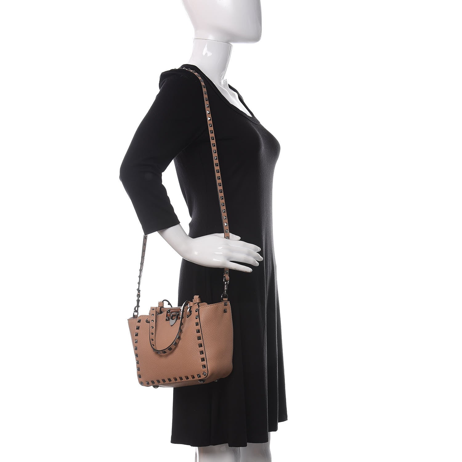 Valentino Garavani Pebbled Calfskin Mini Rockstud Tote Soft Noisette 2 of 10