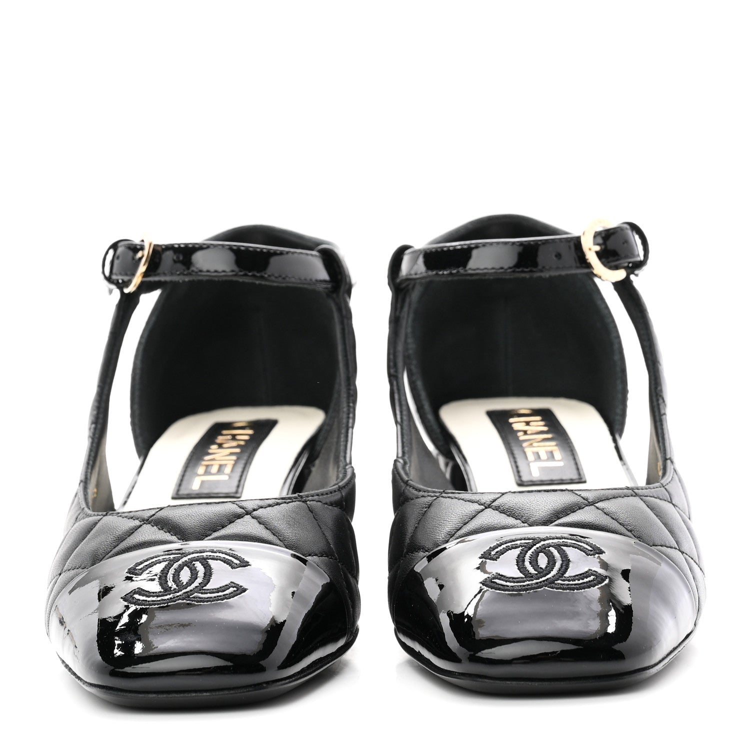 Chanel Lambskin Patent Quilted Cap Toe Mary Jane Flats 36 Black 3 of 10