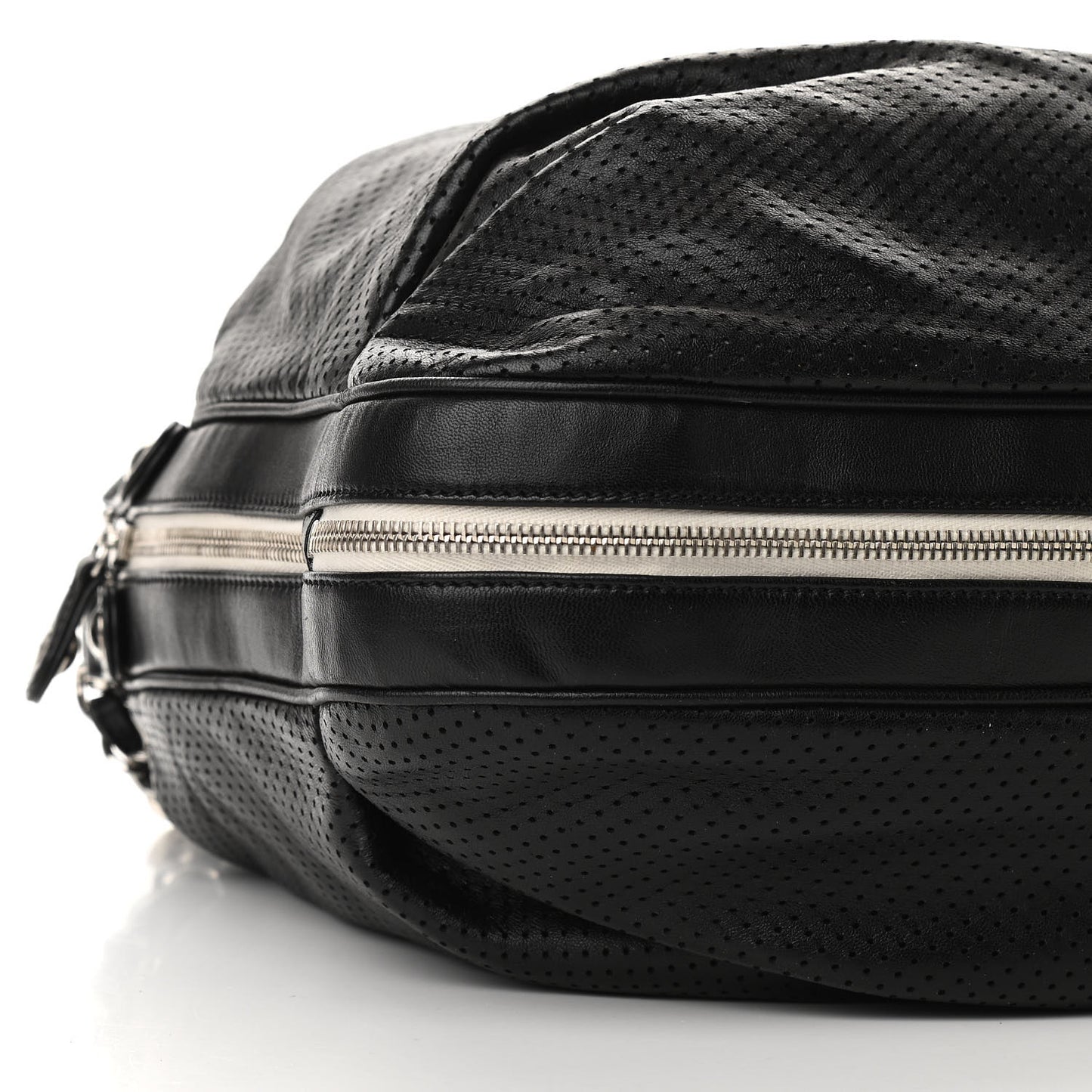 Lambskin Perforated Baseball Spirit Ligne Bag Black