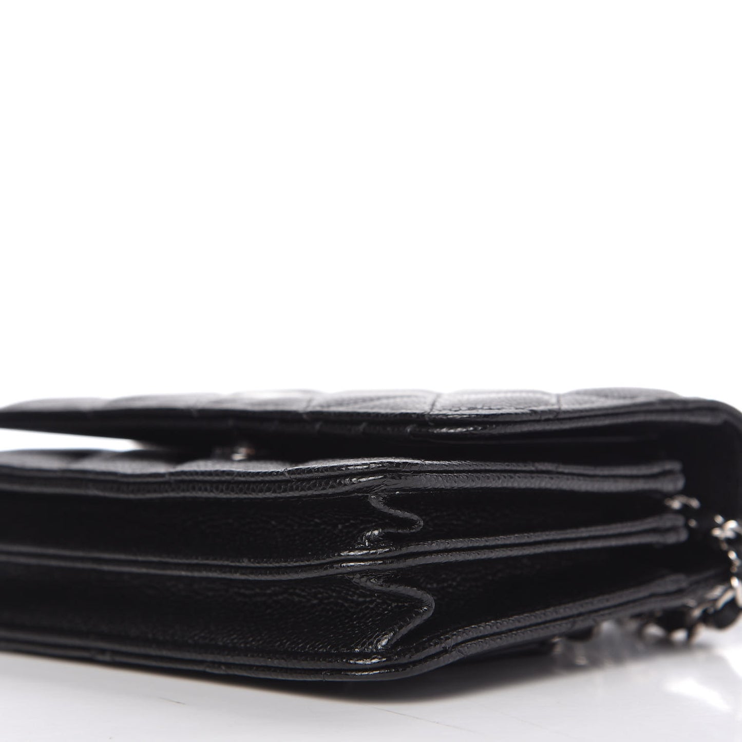 Caviar Quilted Mini Wallet On Chain WOC Black