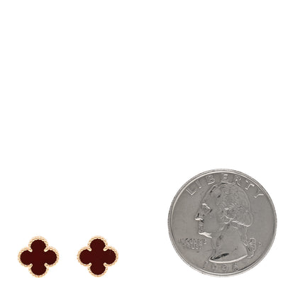 Van Cleef & Arpels 18K Rose Gold Carnelian Sweet Alhambra Earrings 2 of 5