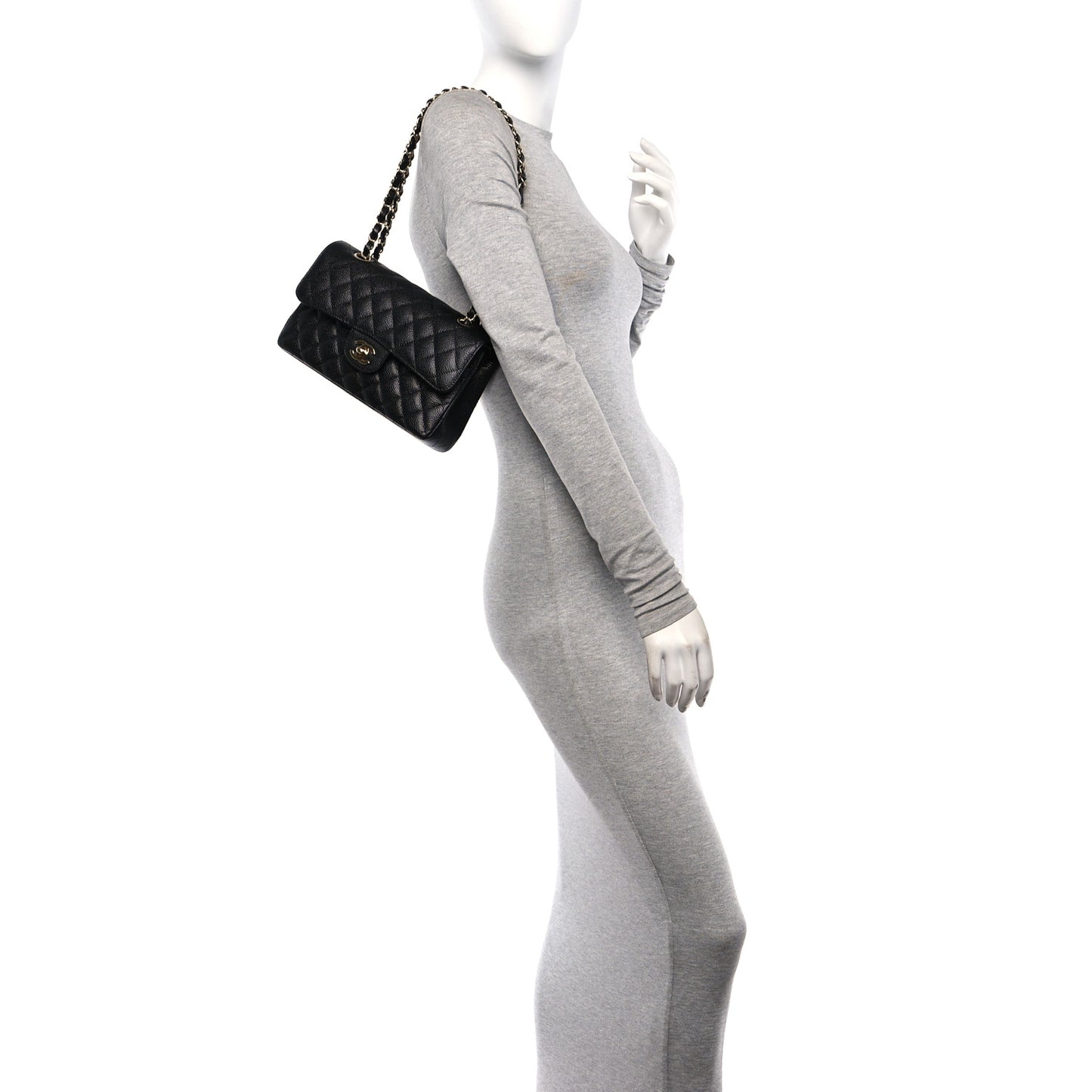 Caviar Quilted Small Double Flap Black