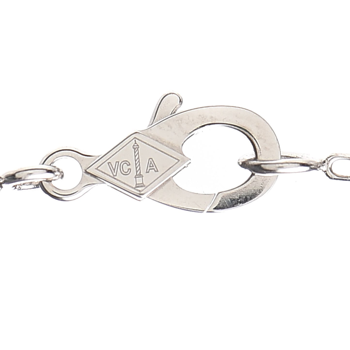 18K White Gold Diamond Vintage Alhambra Pendant Necklace