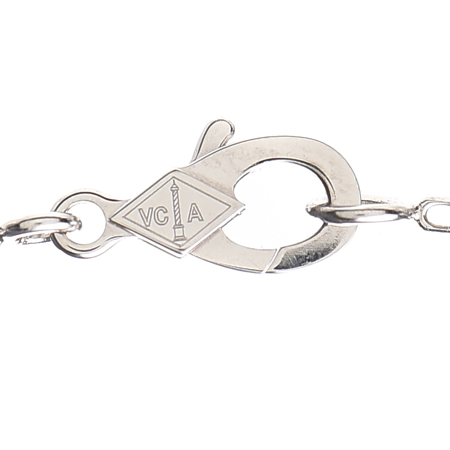Van Cleef & Arpels 18K White Gold Diamond Vintage Alhambra Pendant Necklace 4 of 8