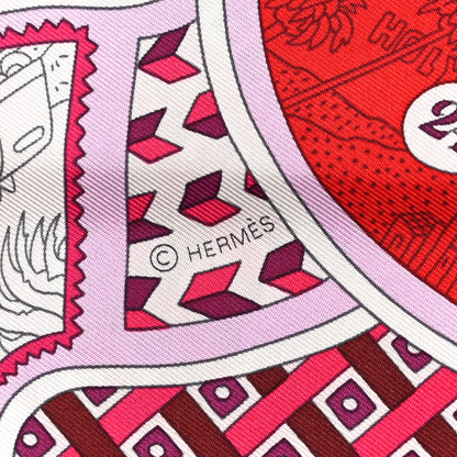 Hermes Silk Le Tour Du Monde En 63 Cases Scarf 90 Fuchsia Mauve White 4 of 5