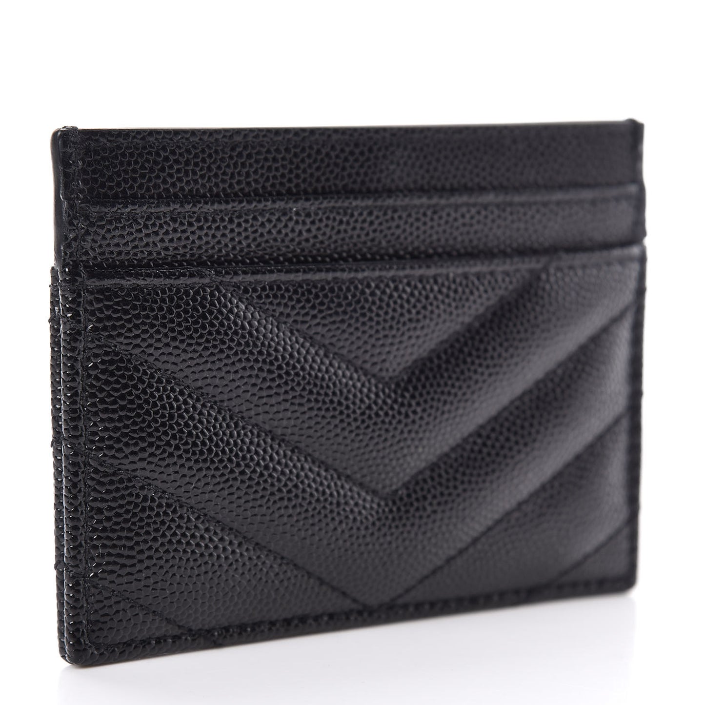 Grain De Poudre Matelasse Chevron Monogram Credit Card Case Black
