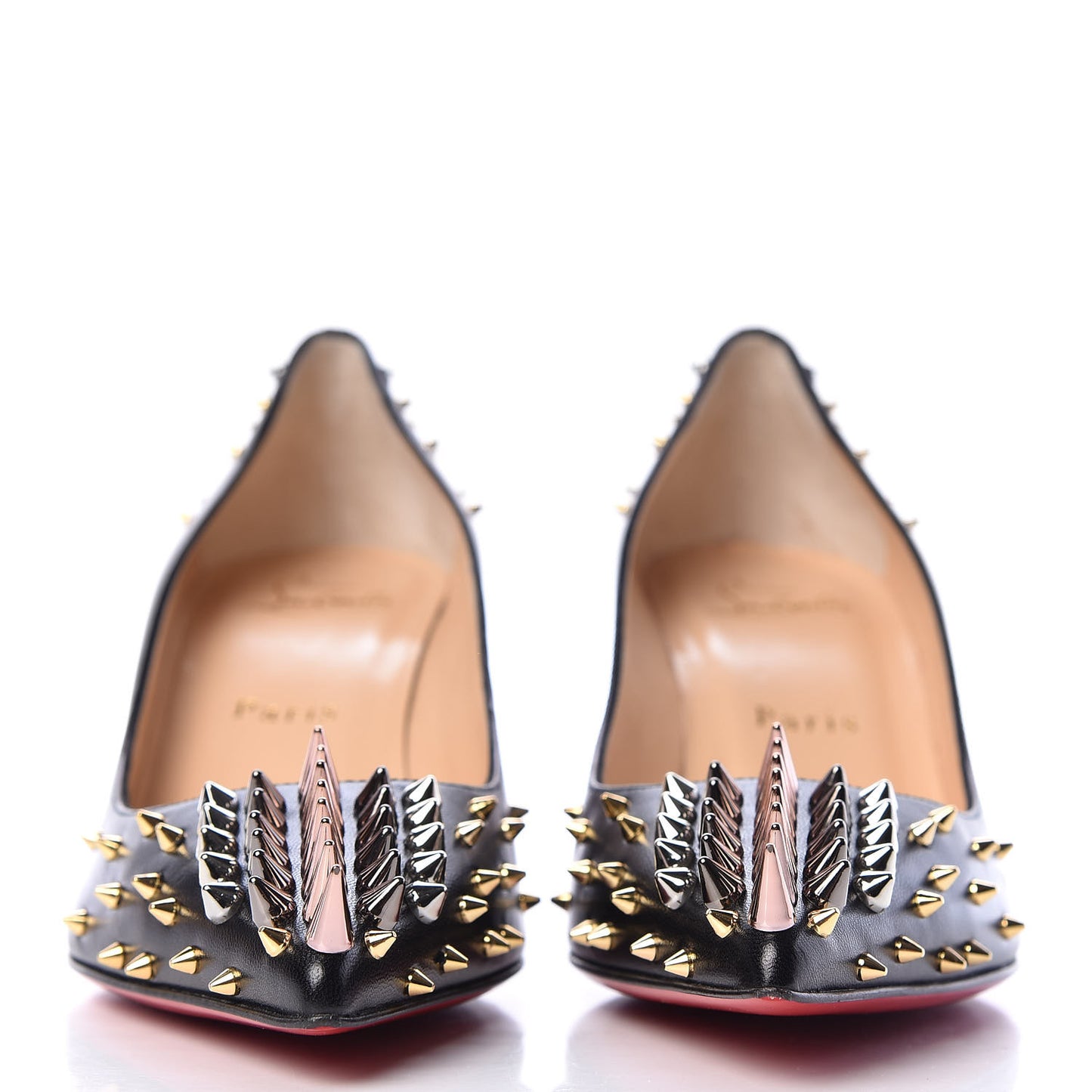 Shiny Nappa Goldopump Spikes 70 Pumps 36.5 Black