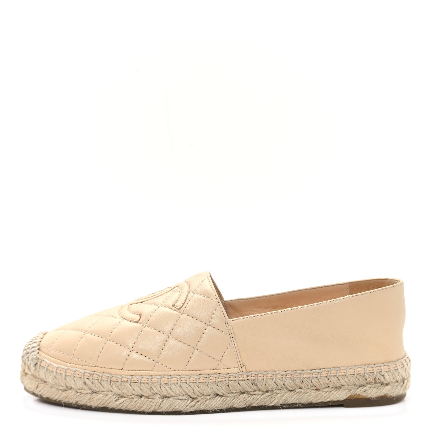Lambskin Quilted CC Espadrilles 39 Beige