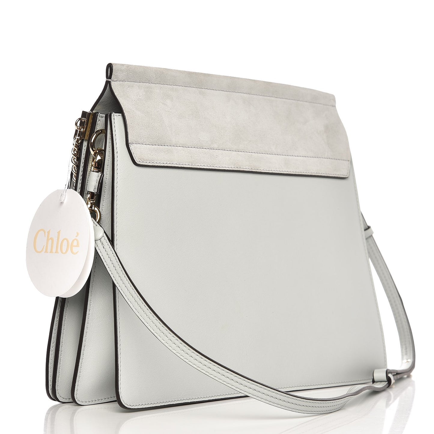 Calfskin Suede Medium Faye Shoulder Bag Airy Grey