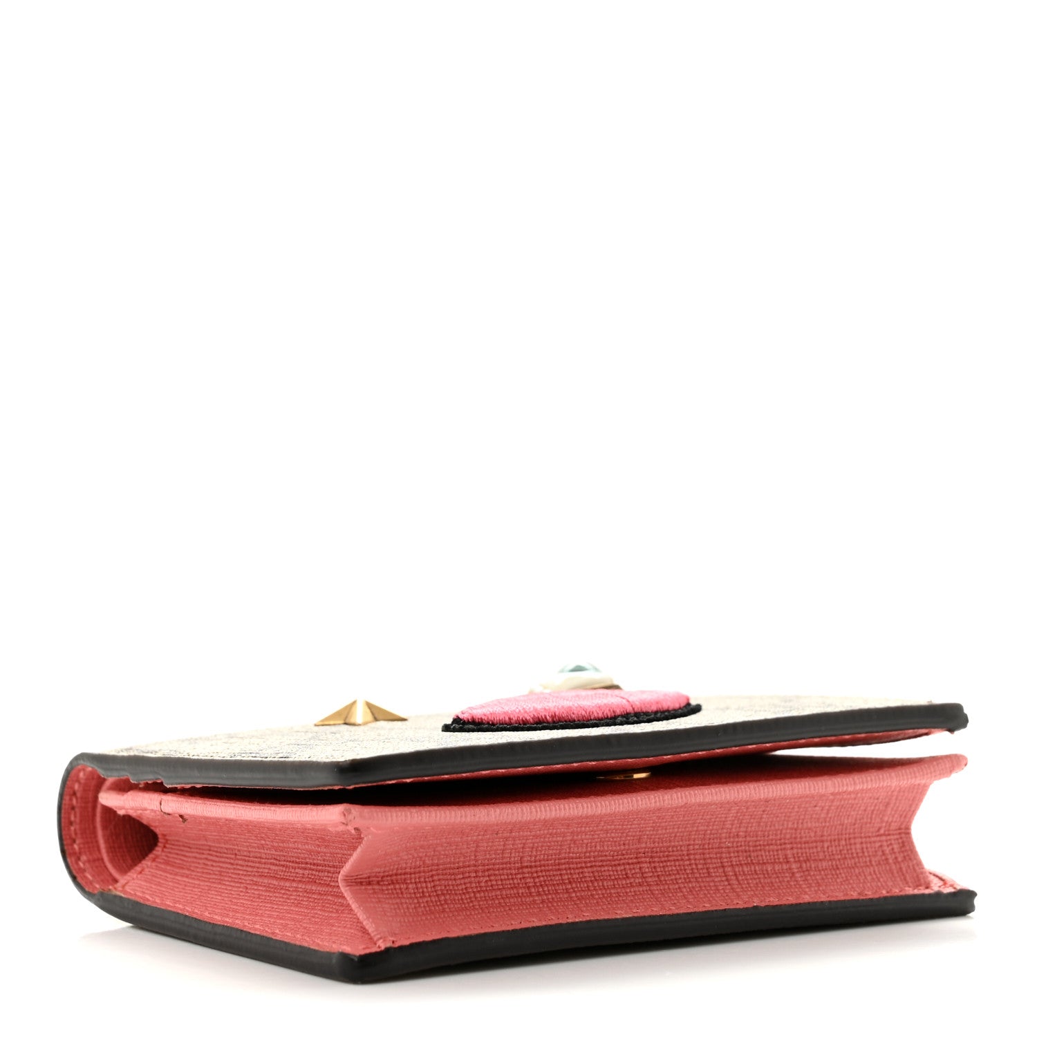 Gucci GG Supreme Monogram Face Embroidered Card Case Wallet Pink 4 of 8