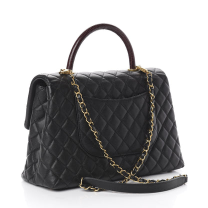 Chanel Caviar Lizard Quilted Medium Coco Handle Flap Black 2 of 8