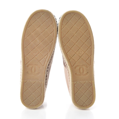 Chanel Velvet Logo Espadrilles 37 Beige Black 7 of 7