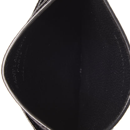 Saint Laurent Grain De Poudre Matelasse Chevron Monogram Credit Card Case Black 5 of 8