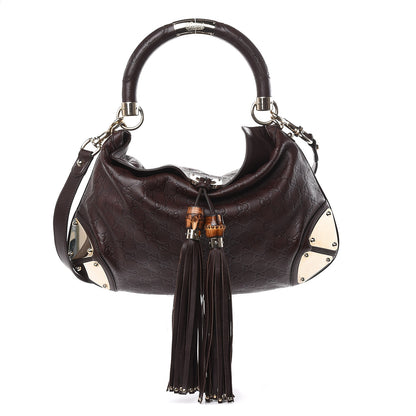 Gucci Guccissima Medium Indy Top Handle Hobo Dark Brown 1 of 10