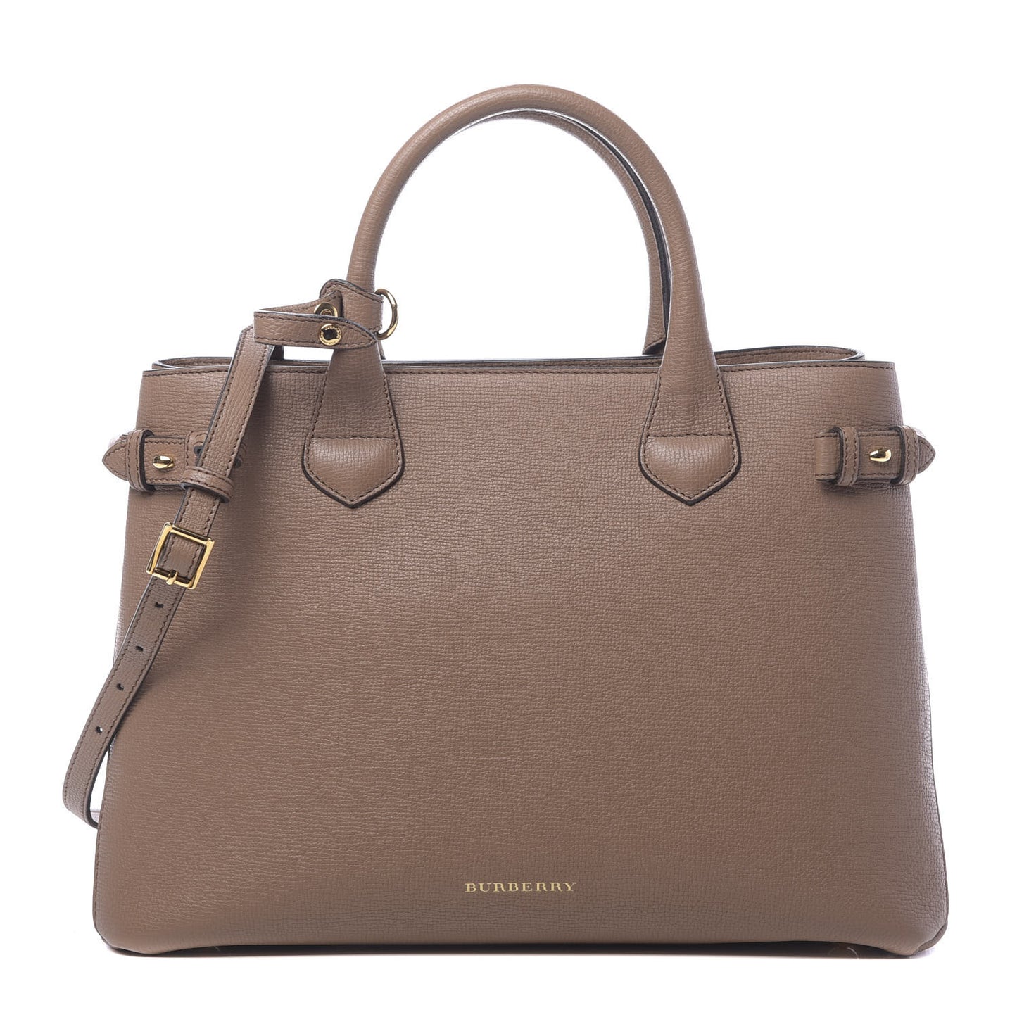 Grainy Calfskin House Check Medium Banner Tote Tan