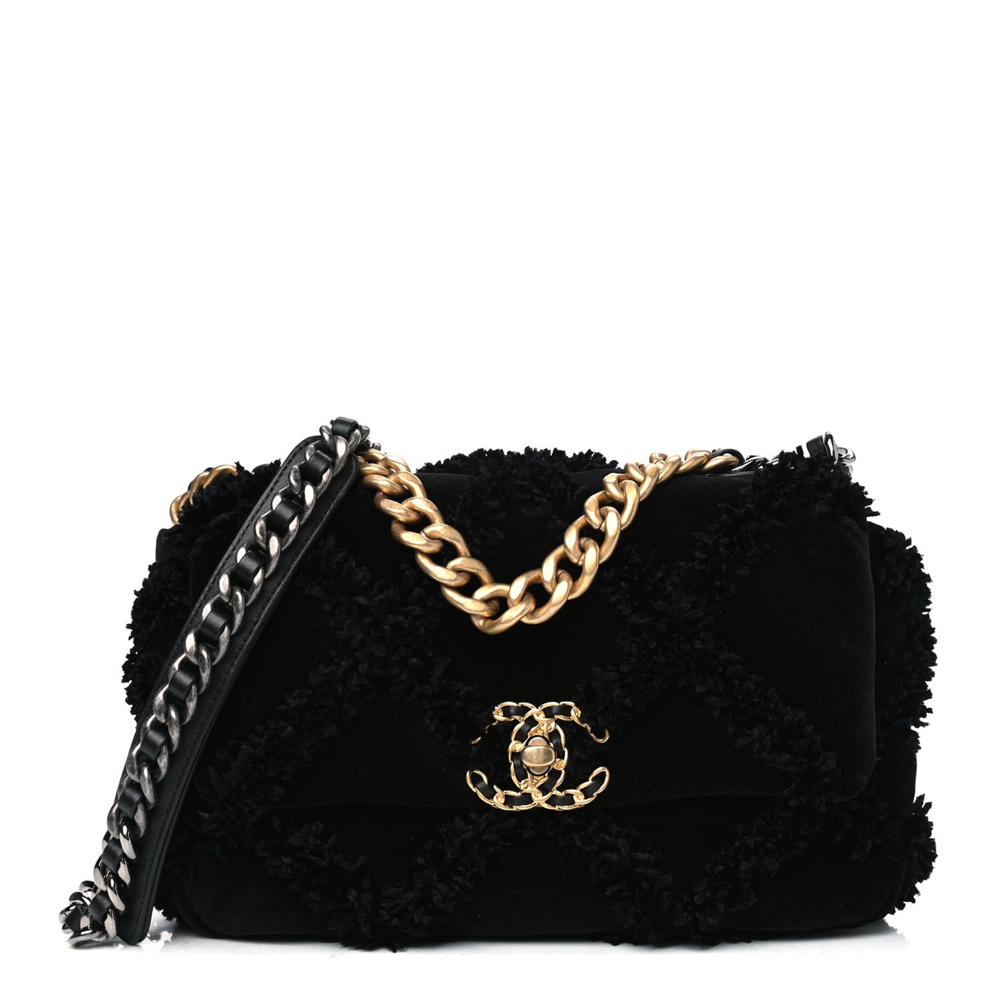 Cotton Canvas Quilted Medium Chanel 19 Flap Black