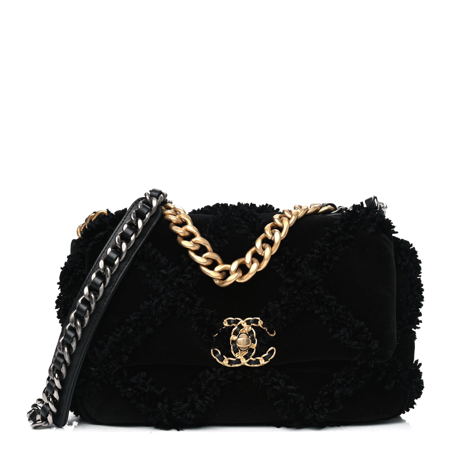 Chanel Cotton Canvas Quilted Medium Chanel 19 Flap Black 1 of 4