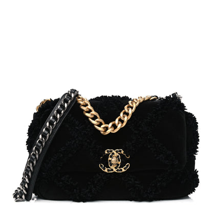 Chanel Cotton Canvas Quilted Medium Chanel 19 Flap Black 1 of 4