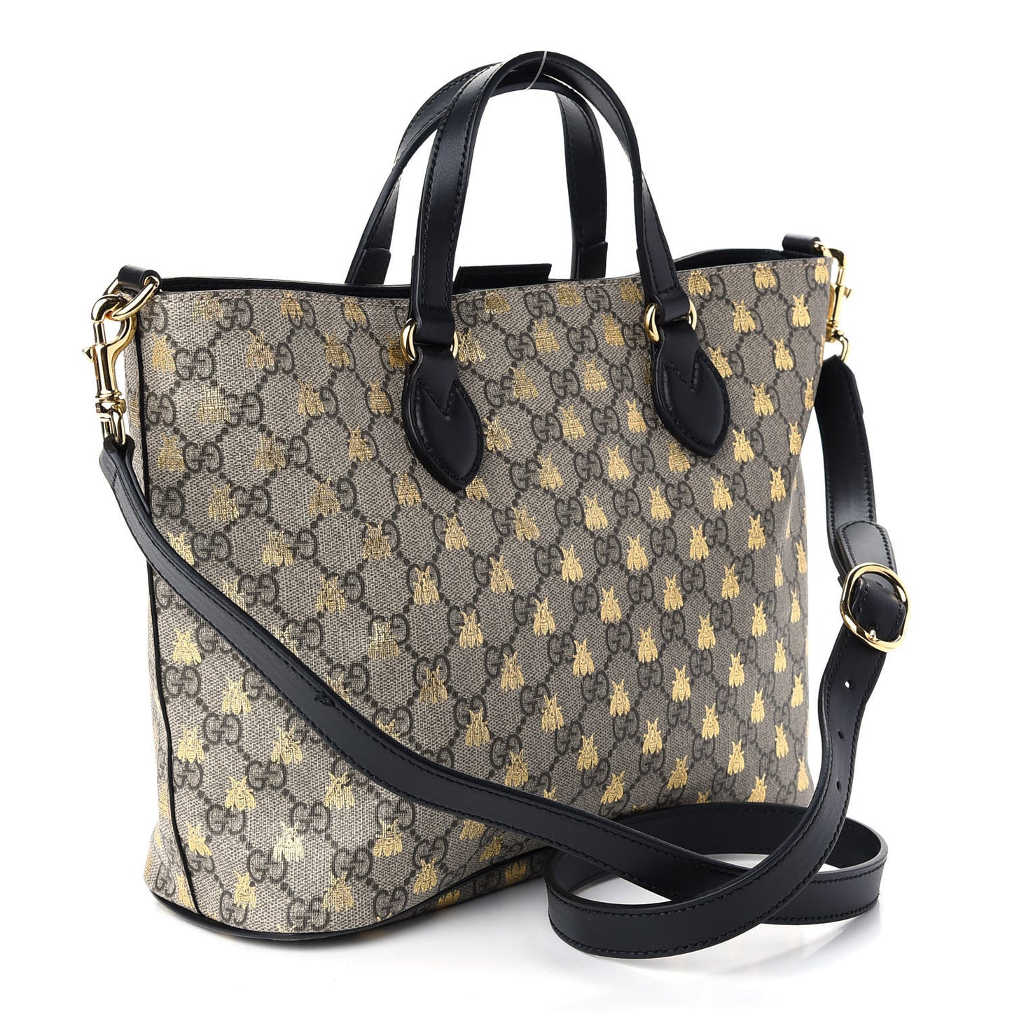 Soft GG Supreme Monogram Bees Small Crossbody Tote Beige Oro Black