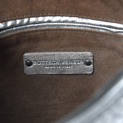 Bottega Veneta Metallic Grosgrain Intrecciato Nodini Crossbody Messenger Silver 6 of 15