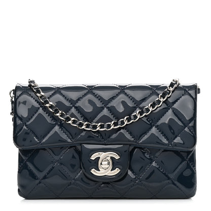 Chanel Patent Calfskin Mini Flap Crossbody Blue 1 of 12