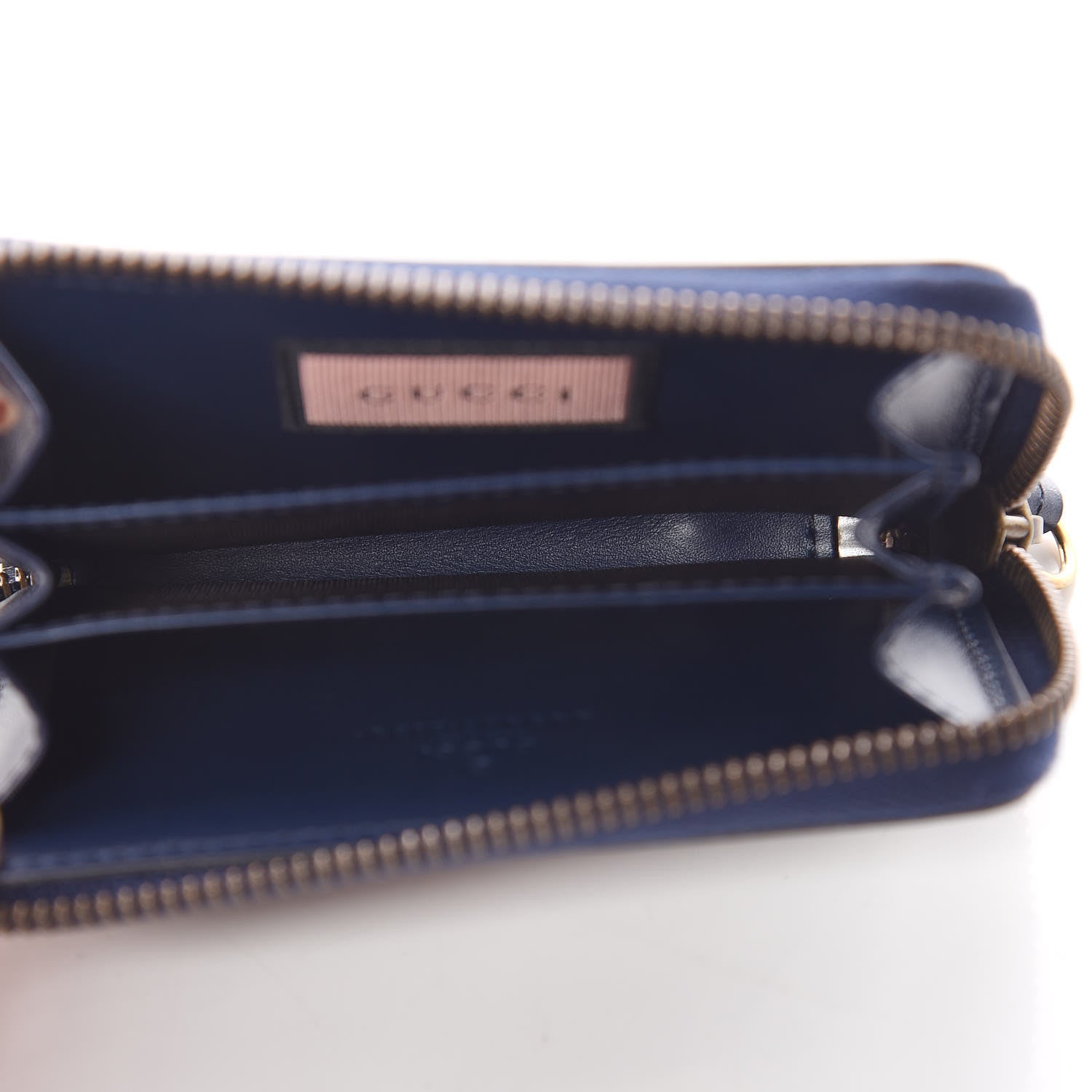 Gucci Calfskin GucciGhost Zip Around Card Case Blue Agata Hibiscus Red 5 of 8