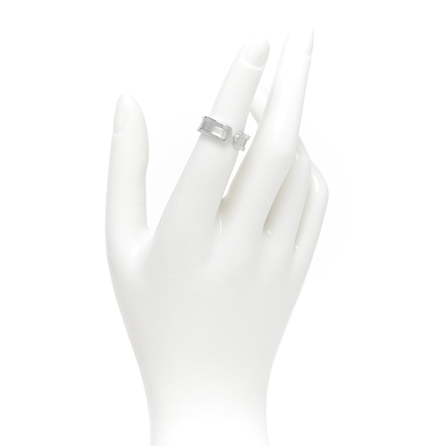 18K White Gold 6.5mm C De Cartier Ring 51 5.75