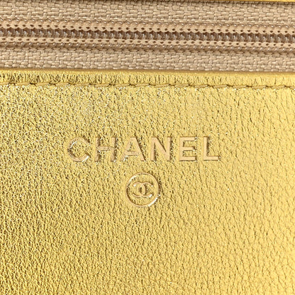 Chanel Metallic Calfskin Crocodile Embossed Cocodile Wallet On Chain WOC Gold 8 of 18
