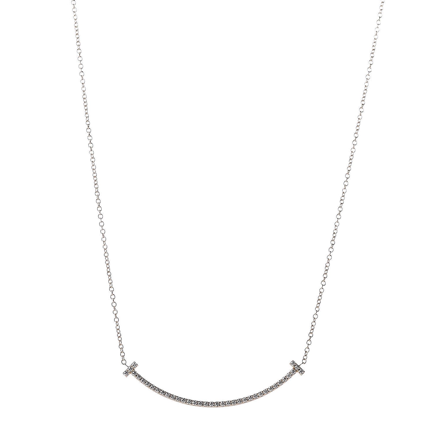 18K Yellow Gold Diamond Small T Smile Pendant Necklace