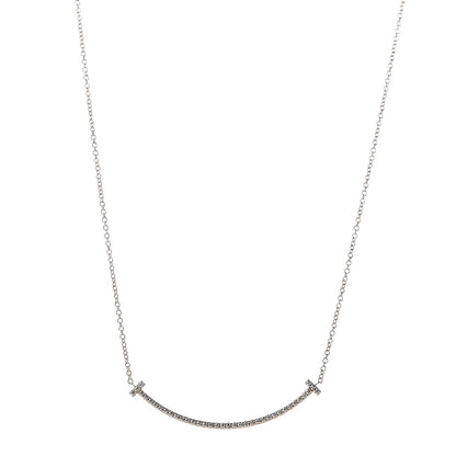 Tiffany 18K Yellow Gold Diamond Small T Smile Pendant Necklace 1 of 7