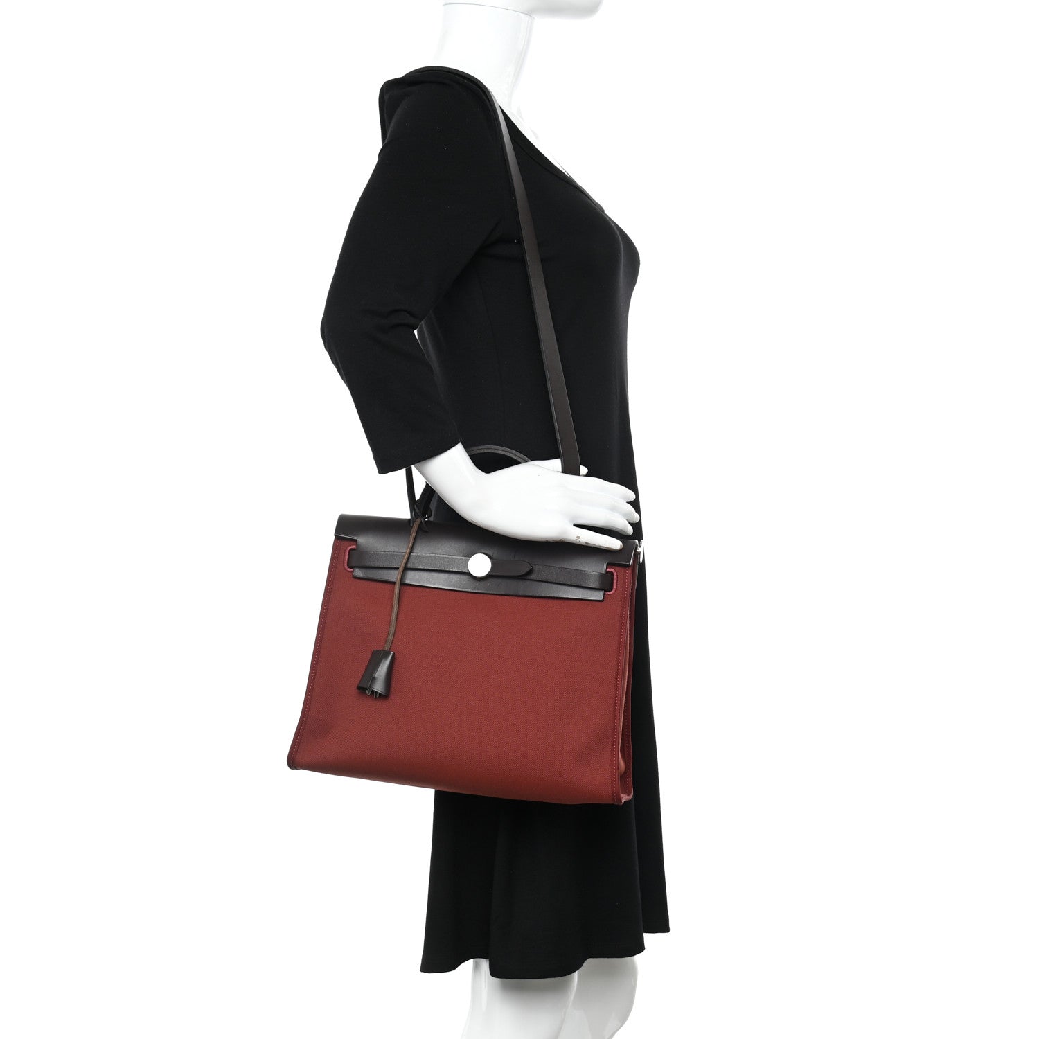 Hermes Vache Hunter Toile Herbag 31 PM Rouge H Ebene 2 of 12